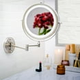 thumbnail image 6 of OVENTE Wall Mounted Lighted Makeup Mirror, 7" Double Sided 1X/7X Magnifying Vanity Mirror for Bathroom with LED Lights, Cordless, 360° Rotation and 13" Extendable Arm, Nickel Brushed MFW70BR1X7X, 6 of 10