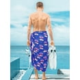 thumbnail image 3 of LA LEELA Men's Bath Trunk Swimwear Sarong Pareo Beach Wrap One Size Cobalt, Couple Flamingos Summer Vacation Aloha, 3 of 4