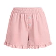 thumbnail image 6 of CHGBMOK Womens Linen Striped Shorts Ruffle Casual Athletic Shorts Comfy Short Pants with Pockets Summer Beach Vacation Outfits, 6 of 6