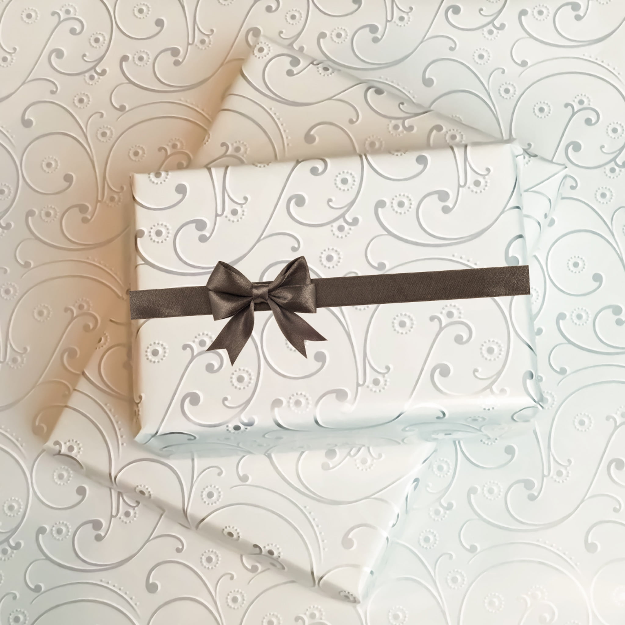 Soft Touch Coated,Silver Shimmer. Luxury Mrs&Mrs Wedding Wrapping Paper 