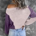 thumbnail image 5 of Herrnalise Women's Knitted Crop Tops Autumn And Winter Casual Round Neck Pullover Blouse Long Sleeve Patchwork Tops Sweater Pullover Jumper Sweaters, 5 of 7