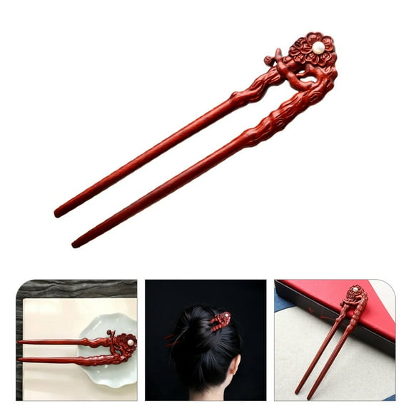 UNOMOR Feminine Floral Hair Accessory Hair Fork Wood 1Set for Weddings