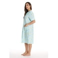 thumbnail image 2 of Dreamcrest Women's Seersucker Housecoat Duster - Short Sleeve Snap-Front with Pockets (Aqua - Moon and Stars, Small), 2 of 3