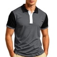 thumbnail image 2 of Garbnen Short Sleeve Polo Shirts for Men Collared Men's Golf Shirts Casual Color Block Breathable Work Sports Workout Shirts for Men Gray 4XL, 2 of 6