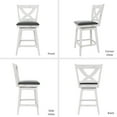 thumbnail image 7 of Swivel Bar Stools Set of 2, 24" Counter Height Swivel Barstools with Solid Footrest & Faux Leather Upholstered Seat, Island Chairs with Back for Kitchen, Dining Room (Antique White), 7 of 7