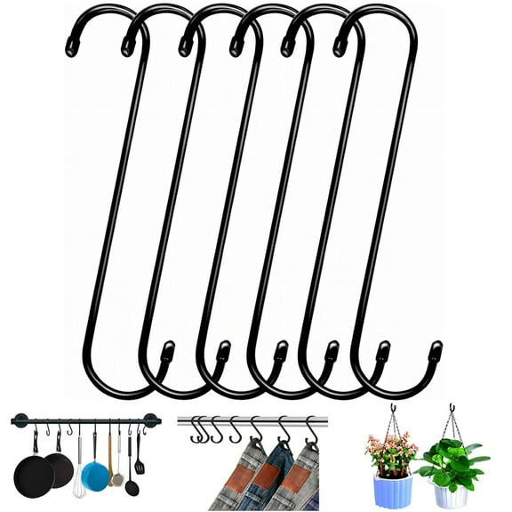 Tutuviw 6 Pack 12 inch Plant Hooks for Hanging, Metal Large S Hooks, Heavy Duty Long Hooks for Tree Branch, Utensils,Flower Basket, Garden Pergola Pots Plants, Patio, Indoor Outdoor Uses