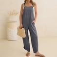 thumbnail image 2 of Women's Casual Loose Bib Jumpsuit Wide Leg Sleeveless Pocket Overall Romper, 2 of 6