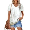 thumbnail image 1 of HOARBOEG Nouveau T-Shirt à Manches Courtes Col en V pour Femmes, Mode Décontractée Imprimée, Haut Slim Col en V, Tunique, Liquidation, 1 of 1