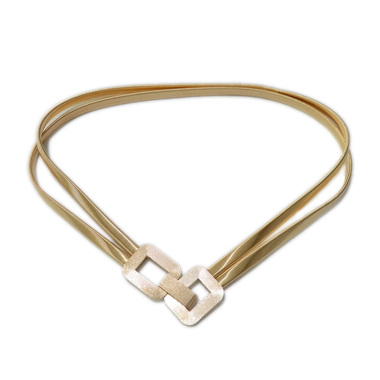 Women\'s Skinny Metal Cinch Belt Gold Waistband Elastic Waist Belt Skinny Metal Cinch Belt for Dress Fashion Retro Stretch Thin  main image 2
