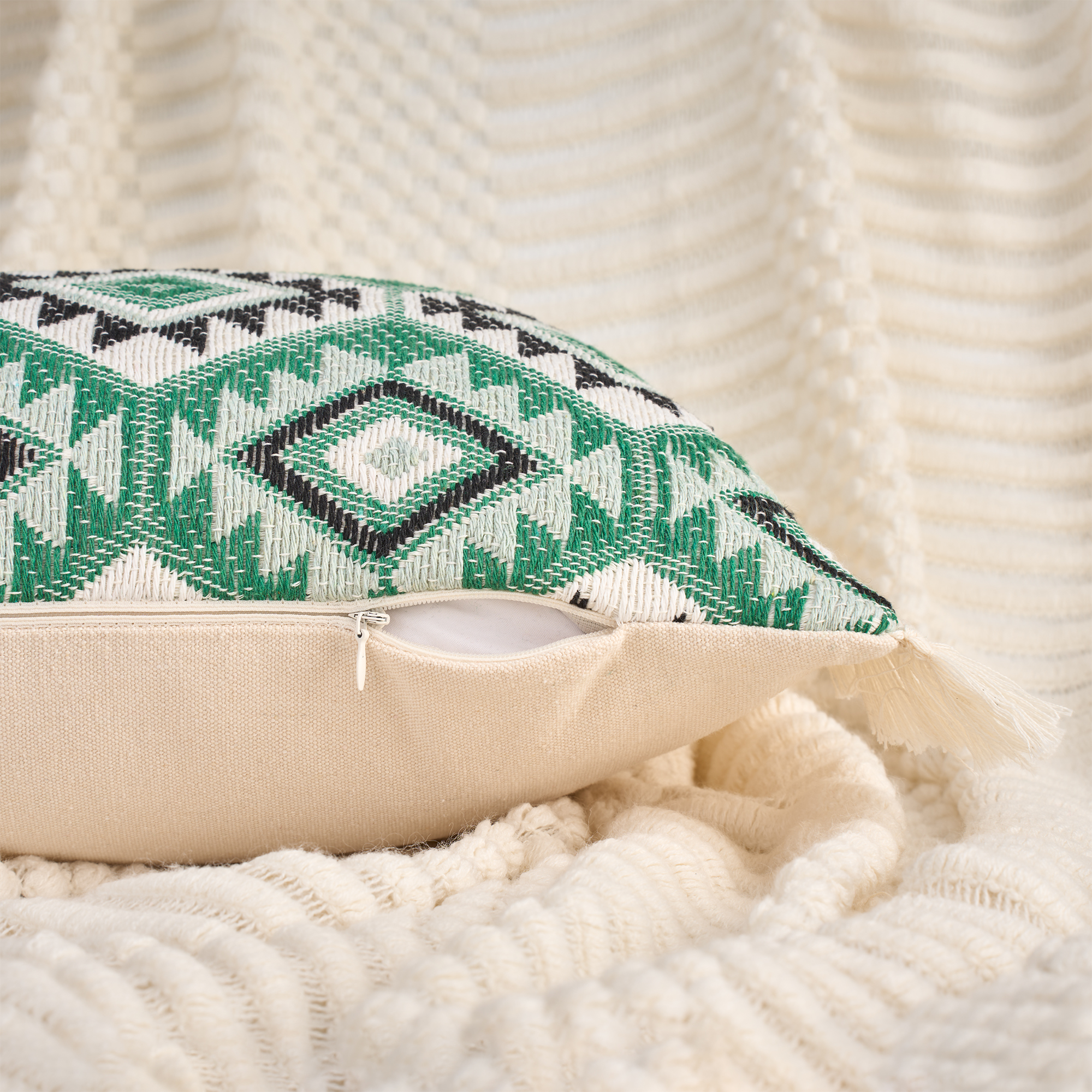 Unique Bargains Boho Throw Pillow Covers Geometric Pattern Cushion Cases 20" x 12" Green
