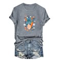 thumbnail image 3 of VBTAPA Jesus Shirts for Women Christian Cross Printed Short Sleeve T-shirts Happy Easter Rabbit Graphic Tees Big Sales Today Gray S, 3 of 5