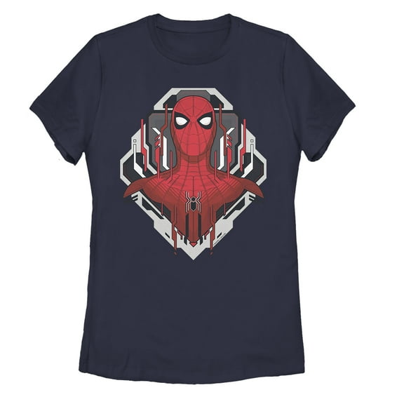 Women's Marvel Spider-Man: Far From Home Tech Emblem  Graphic Tee Navy Blue 2X Large