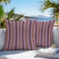 thumbnail image 5 of Waterproof Throw Pillow Covers Set of 2, 24x24 Inch Purple Brown Stripe Decorative Pillowcases Outdoor Pillow Slip Cushion Covers Set for Couch Tent Minimalist Farmhouse Stripes, 5 of 7