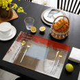 thumbnail image 3 of Red Brown Placemats Set of 6, Blue White Modern Rustic Neutral Graffiti Art Placemats for Dining Table, Place Mats for Kitchen Tabletop, Waterproof Wipeable Dining Table Mats Set, 3 of 9