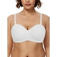 thumbnail image 5 of Deyllo Women's Strapless Bras Minimizer Bandeau Seamless Non-Padded Underwire Support Plus Size Bra,White 36B, 5 of 8
