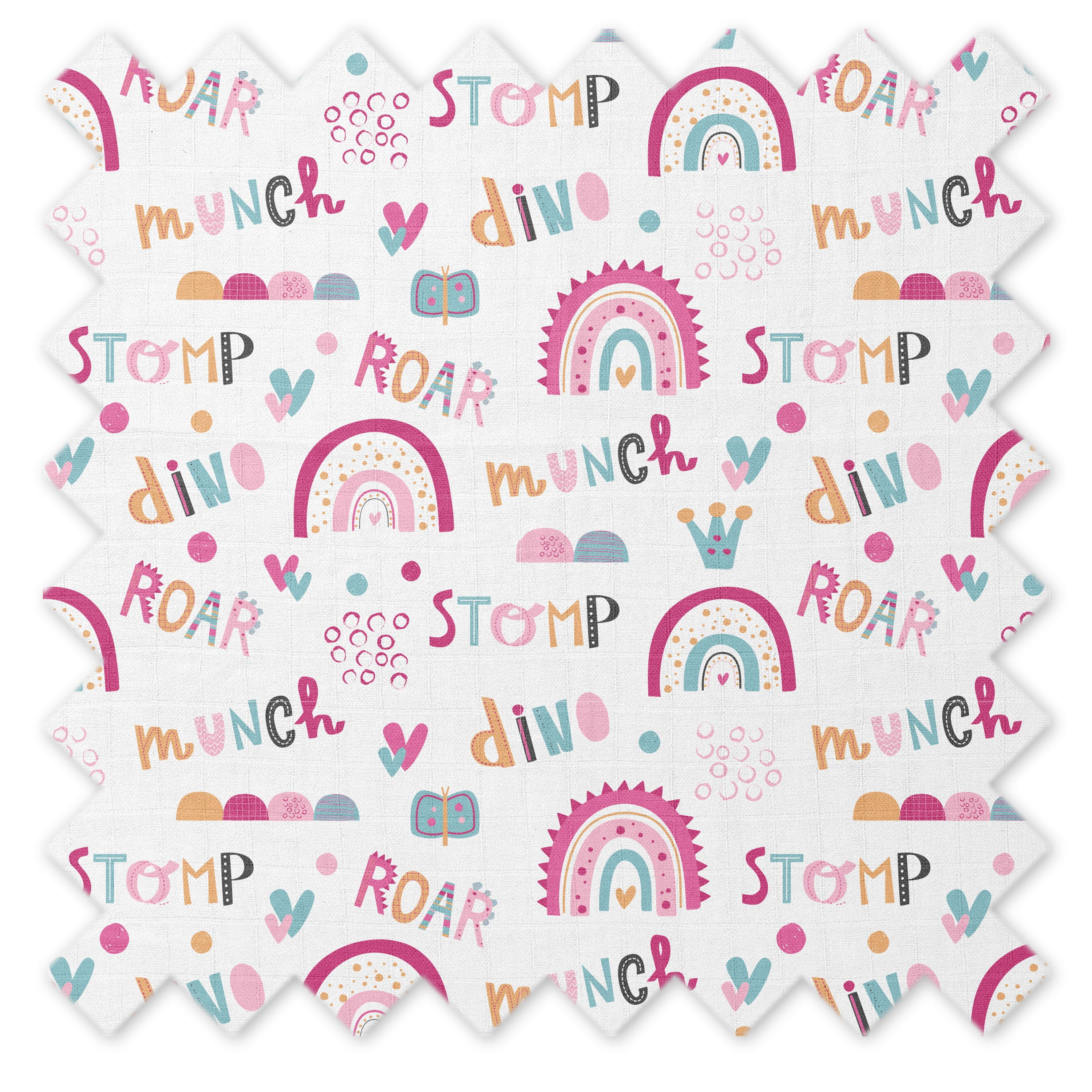 Bacati - Muslin Quilted Changing Pad Cover, Little Dino Girls Pink/Fuchsia/Aqua/Orange