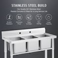 thumbnail image 4 of Wilprep Dishwashing Sink w Backsplash Heavy Duty Water Basins More 3 Compartments, 4 of 9