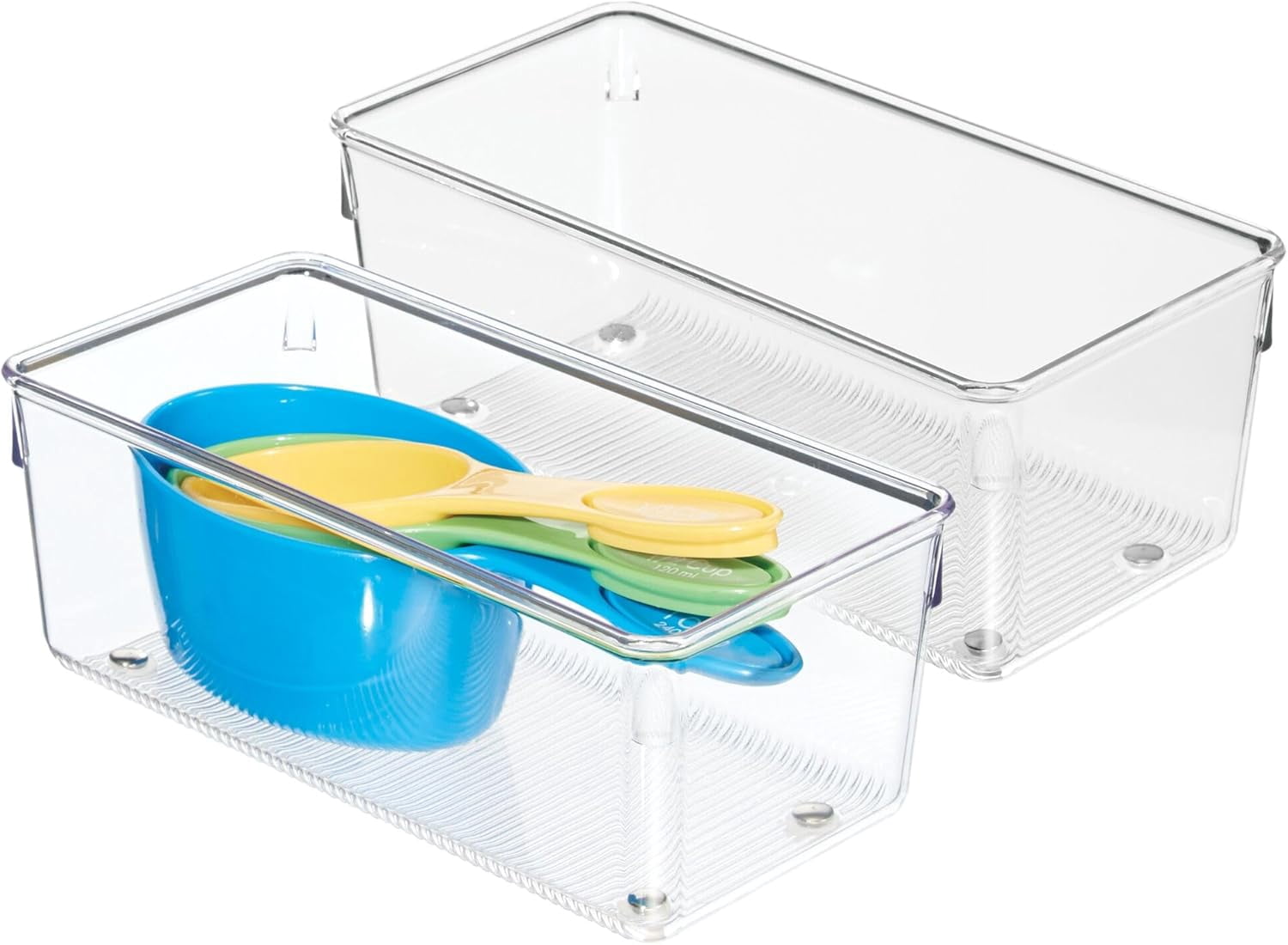 RGHJAR-Plastic Drawer Organizer for Kitchen, Bathroom, and Desk Drawers, Set of 2, Clear