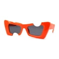 thumbnail image 1 of Womens Avant Garde Hole Punch Cropped Thick Plastic Mod Sunglasses Orange Black, 1 of 4