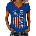thumbnail image 2 of YVNAURA Womens 250th Anniversary V Neck T Shirt 1776-2026 American Flag Graphic Tee Patriotic 4th of July Top Independence Day Outfit Memorial Day Shirt Sparkle Print, Blue, 2XL, 2 of 7