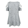 thumbnail image 5 of Holzkary Women Cold Shoulder Tops Summer Short Sleeve Shirt Zipper V-Neck Tee Casual Loose Fitting Solid Color Tunic Top Heart Print V Neck Zipper Strap Cold Shoulder Shirt Blouse Loose Top Grey Xl, 5 of 5
