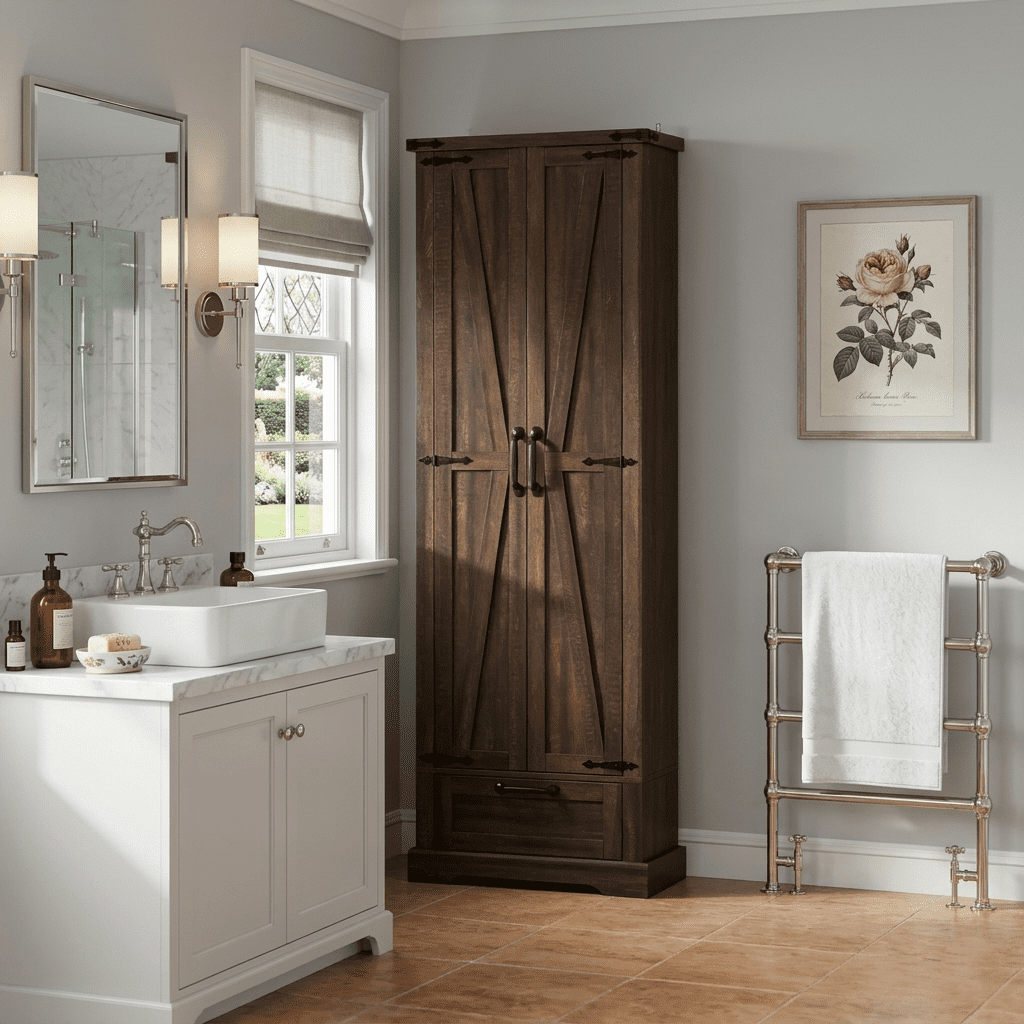 Farmhouse Pantry Cabinet, 70.9" Tall Kitchen Pantry Storage Cabinet with Barn Door,Drawer & Adjustable Shelves