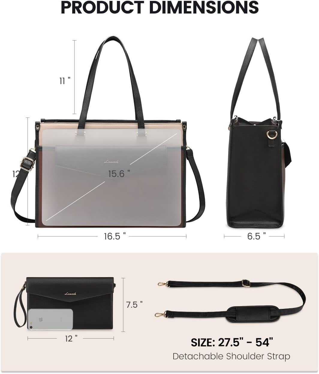 Lovevook Laptop Tote Bag for Women,PU Leather Teacher Nurse Office Ladies Work Bag,Classy Anti-Thief Women Handbags Shoulder Bags-Large