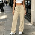 thumbnail image 5 of Kctiaxy Women's Sweatpants Comfy Straight Wide Leg Sweat Pants Casual Solid Elastic Drawstring Waist Pants Yoga Workout Joggers, 5 of 8