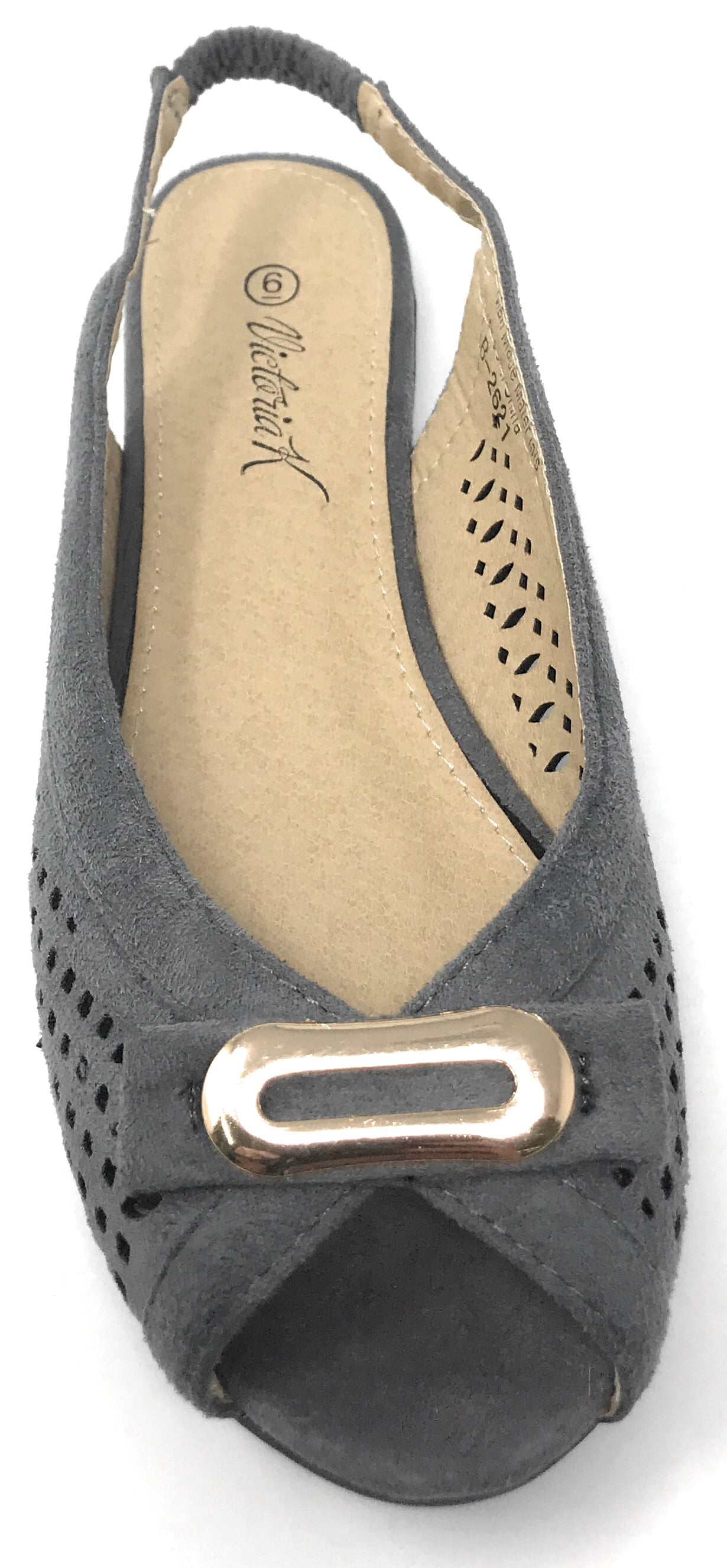 Victoria K Women's Bow With Gold Buckle Ballerina Flats