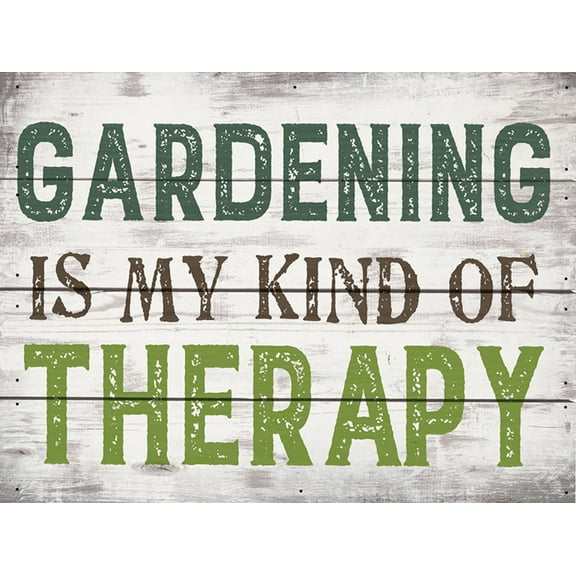 P. Graham Dunn Gardening is My Kind of Therapy Whitewash 8 x 6 Solid Wood Boxed Pallet Plaque Sign
