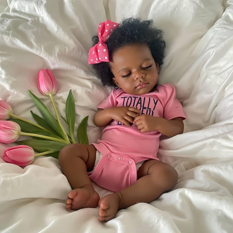 Lifelike Reborn Baby Dolls Black Girl 20 Inch Realistic Newborn Baby Dolls Realistic African American Reborn Doll Toy with Clothes