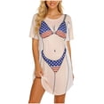 thumbnail image 2 of BLTIBY Women's Funny Bikini Shirt Cover up Short Sleeve Baggy T Shirt Dress Cute Bikini Print Swimwear Navy S, 2 of 5