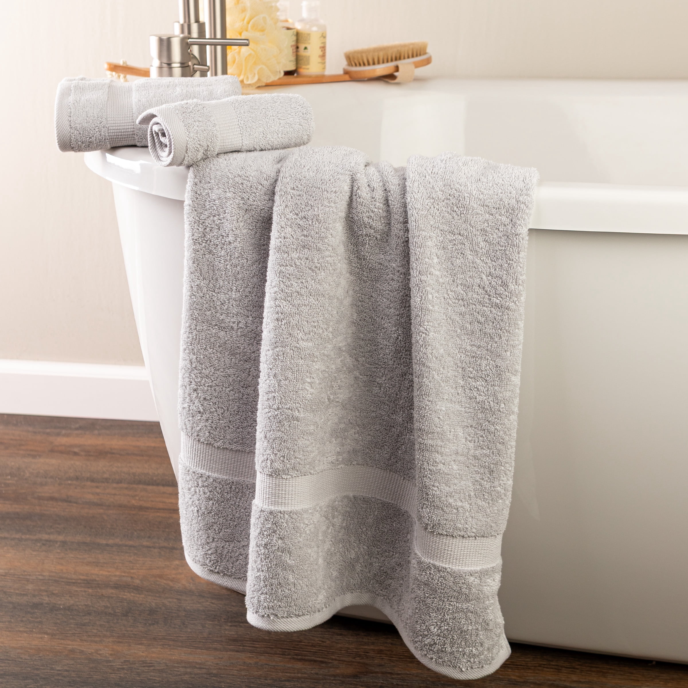 Lavish Home 6 Piece Cotton Towel Set with 2 Bath Sheets, 2 Hand Towels, and 2 Wash Cloths (Gray)