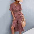 thumbnail image 4 of Moda mujer verano impreso manga corta con cuello en v volante casual vestido casual Pompotops  ghjkhdj16892, 4 of 5