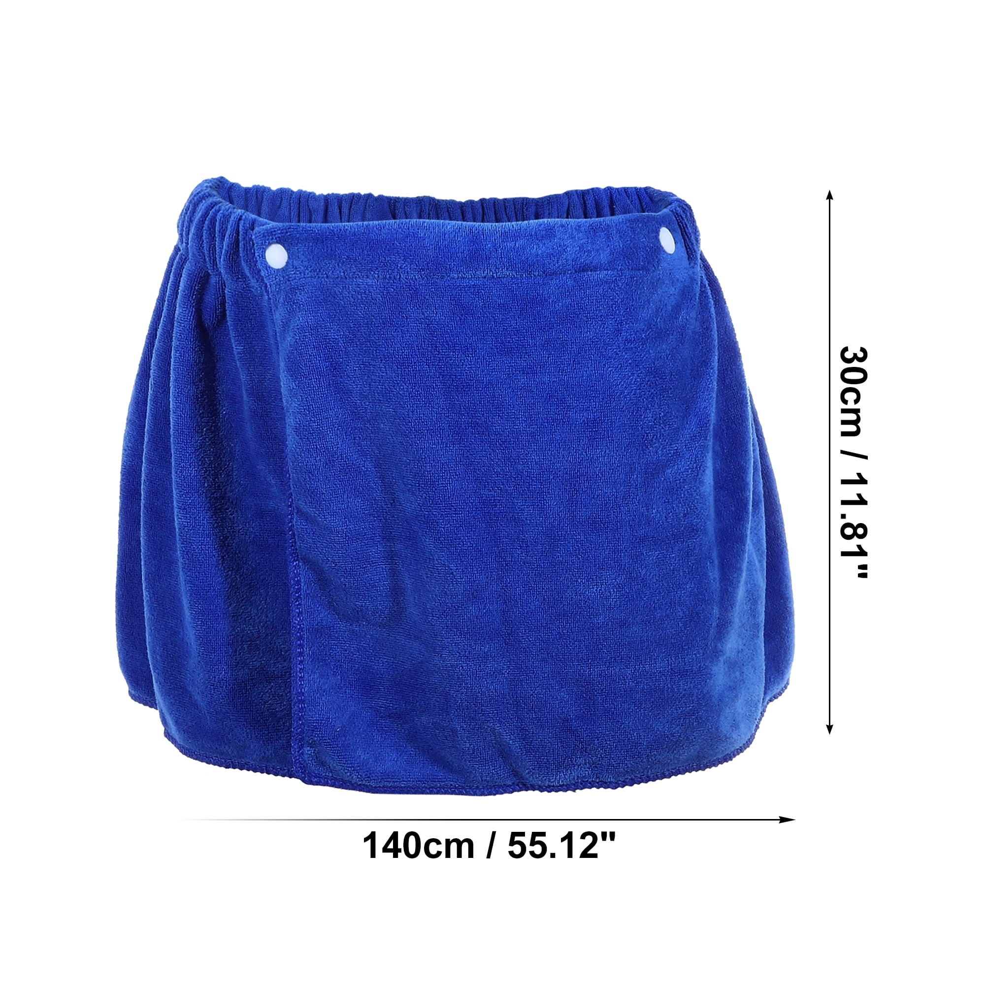 Unique Bargains Men's Bath Wrap Towel Blue Brown 2 Pcs 11.81"x55.12"