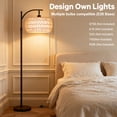 thumbnail image 4 of 70'' Dimmable Arc Rattan Floor Lamp Standing Lamp with Rattan & Fabric Double Drum Shade Boho Farmhouse Tall Lamp for Living Room, Lamps for Bedroom, 4 of 12