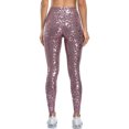 thumbnail image 4 of Women's Faux Leather Leggings Leopard Print Liquid Shine Exercise Yoga Pants, 4 of 8