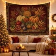 thumbnail image 3 of Pumpkins and Gourds on Autumn Fabric, Cozy Rustic Style for Farmhouse Decor Lovers, Harvest Wall Art, Thanksgiving Hostess Gift, Tapestry Wall Hanging for Kitchen and Entryway, 3 of 7