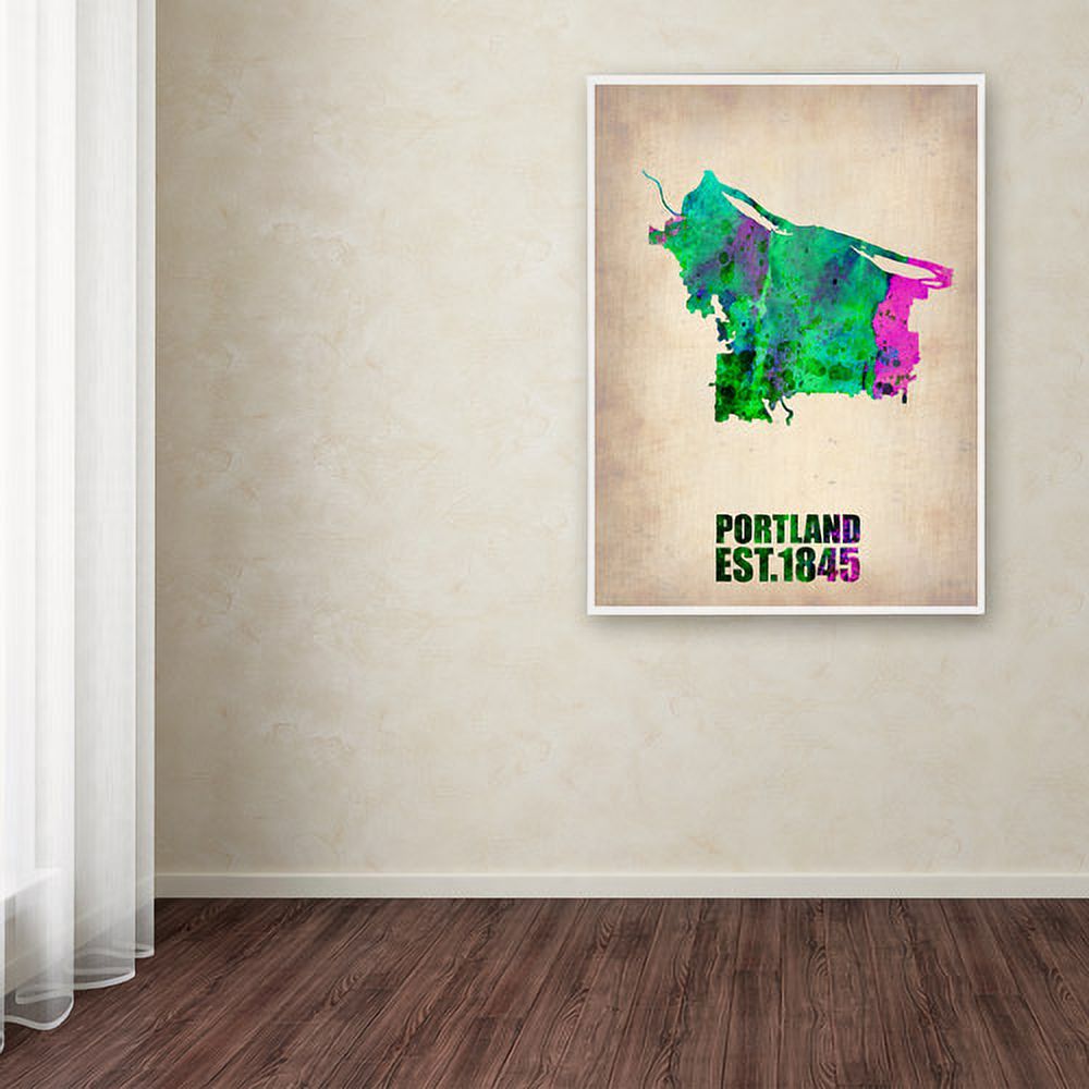 Trademark Fine Art "Portland Watercolor Map" Canvas Art by Naxart