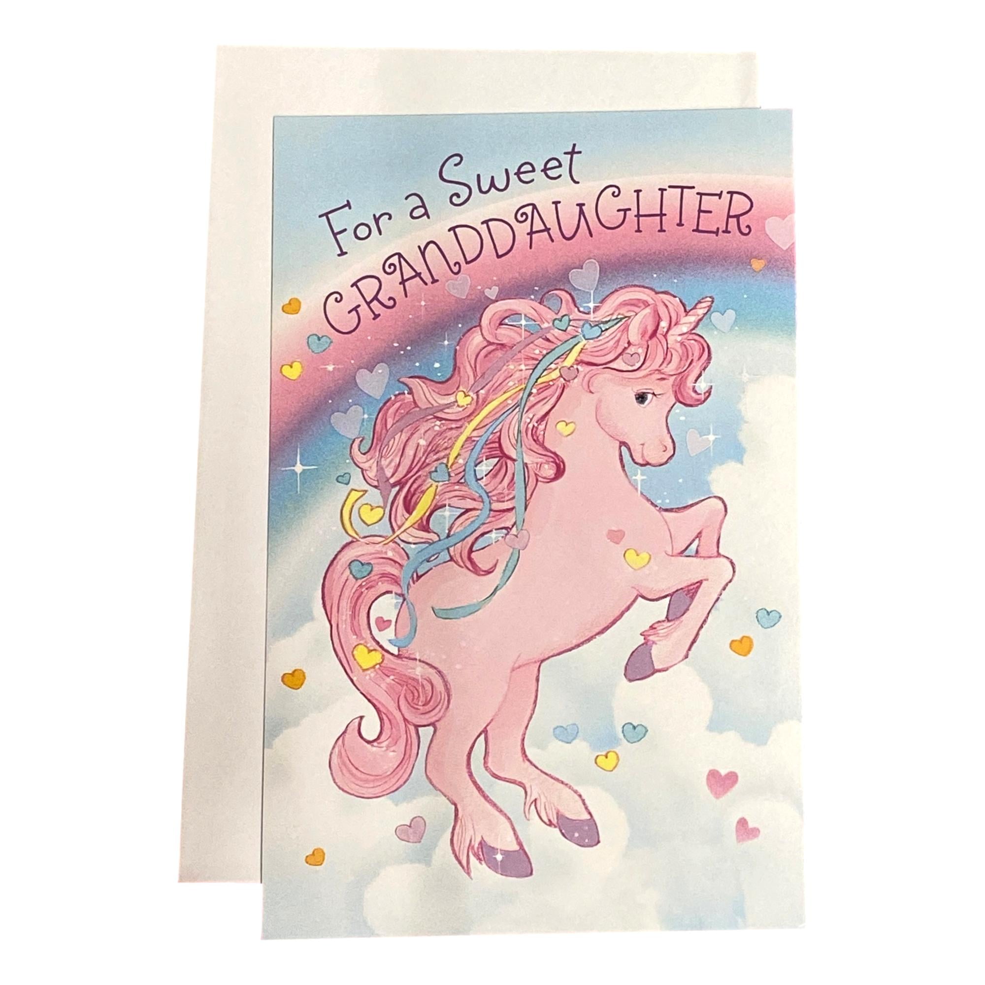 FOR YOU GRANDDAUGHTER WITH LOVE GRANDDAUGHTER UNICORN BIRTHDAY CARD 