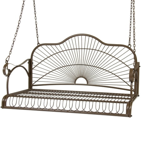 Hanging Porch Swings - Best Choice Products Outdoor Hanging Iron Porch Swing Chair - Brown