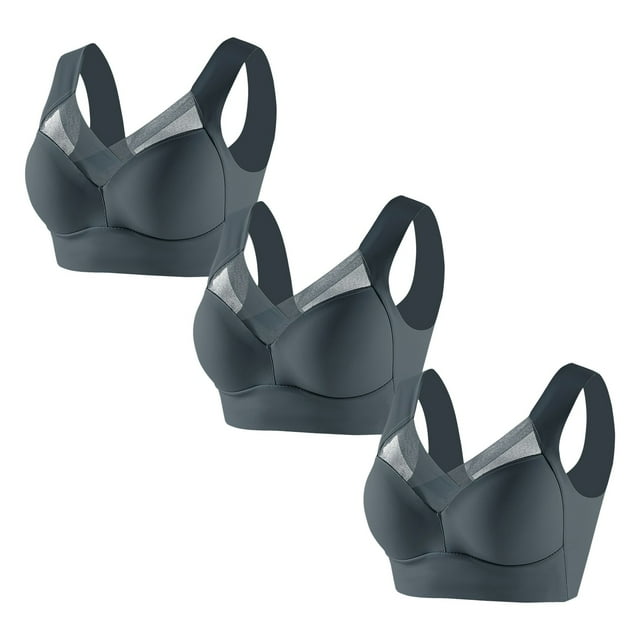 HXWCHs Women's Strapless Lace Bra Set with Adjustable Gather Design for Comfortable Side Support and Smooth Wear 3PCS XXL Grey