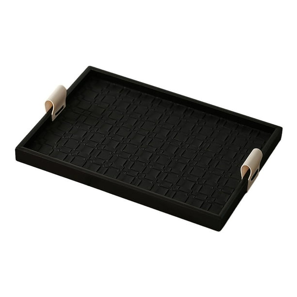 Bandeja para joyas, expositor de collares, elegante soporte para anillos, cuenco para joyas, postre de frutas 40cmx28cmx3cm negro