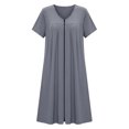 thumbnail image 4 of Jamicy Nightgowns for Women Zip Up Housecoat Zipper Front Robe V Neck Lightweight Bathrobe Short Sleeve Loungewear Nightgowns with Pockets, 4 of 8