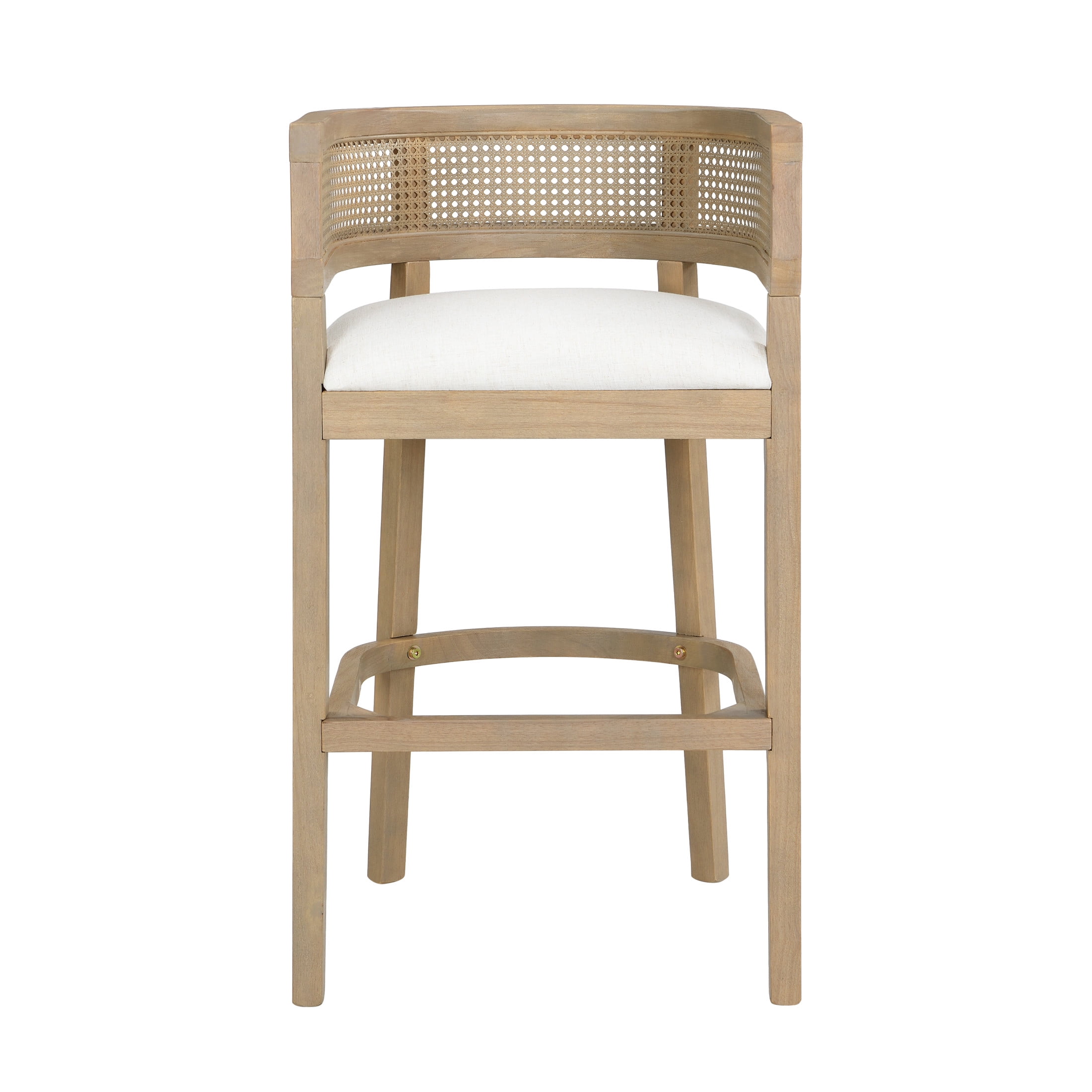 Christopher Knight Home 29.5" Upholstered Bar Stools, Wood Frame with Rattan Back, Light Ash, Set of 2