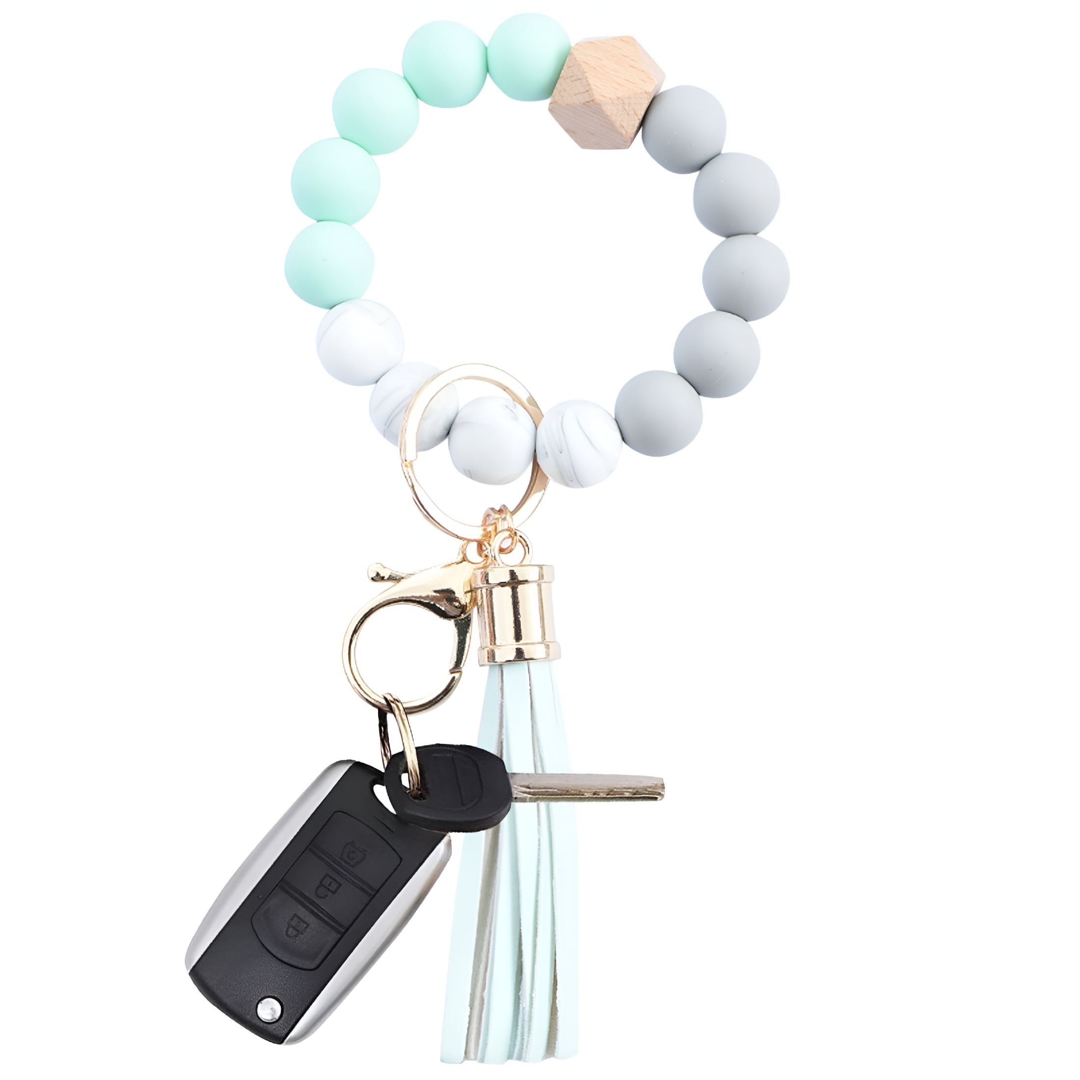 DESIGNICE Fashion Creative Keychain Bracelet Wristlet Key Ring Beaded Bangle Key Chains for Women Key Wristlet for Women