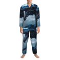 thumbnail image 3 of Balery Blue Thunder Storm Dragon Pijama para Hombre de Dos Piezas con Manga Larga, Conjunto de Dormir y Descanso Suave con Bolsillos-Small, 3 of 7