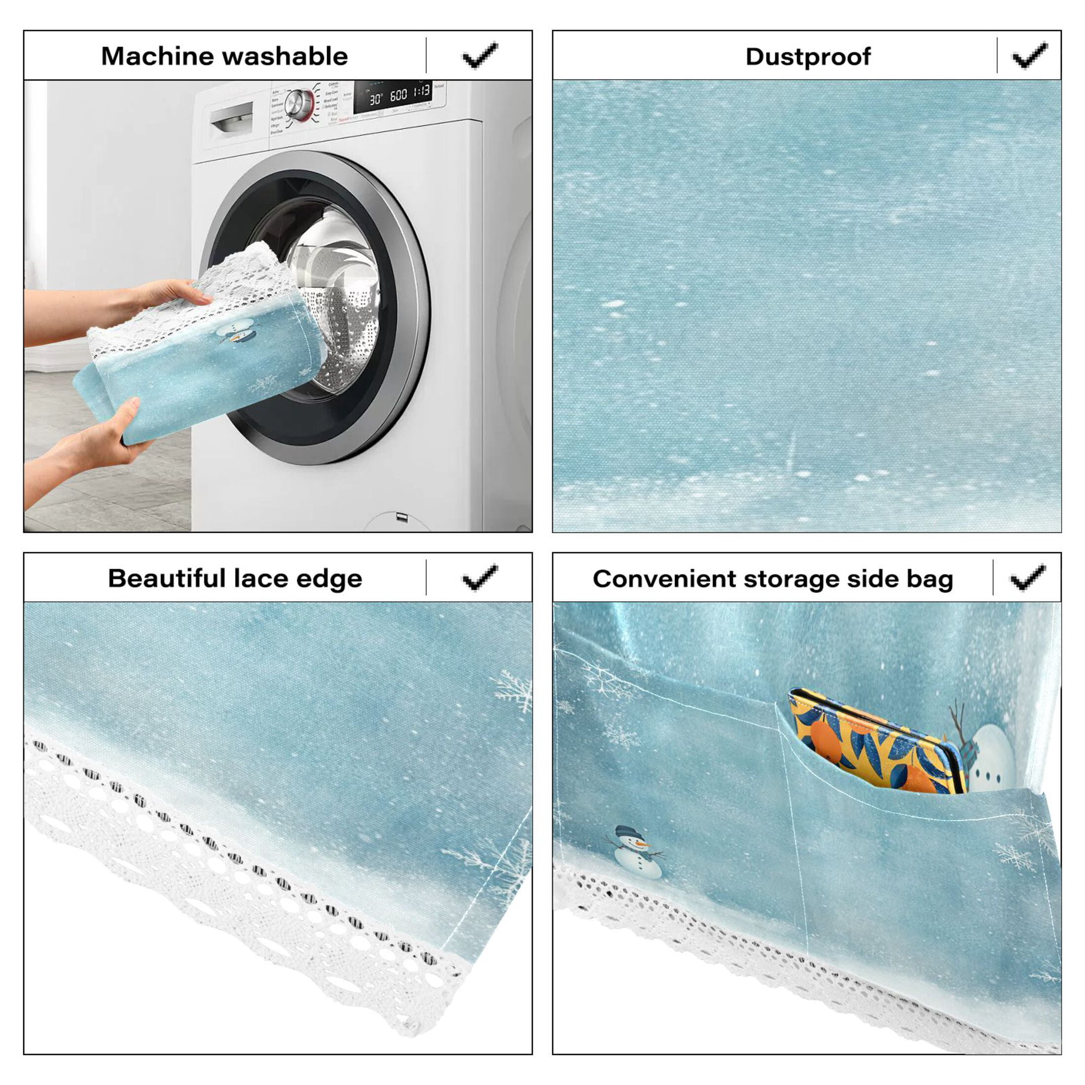 A SonwmanWasher and Dryer Covers Dust-Proof and Oil Resistant Fridge Cover with 4 Storage Pockets Washing Machine Top Cover for Laundry Kitchen Home 51.2 x 22 In