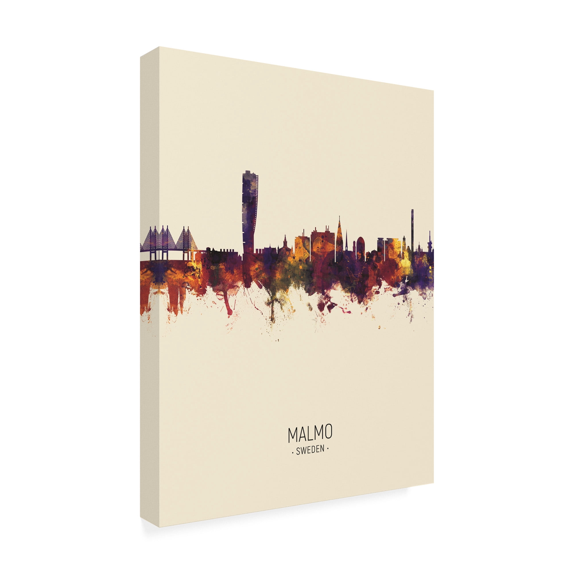 Trademark Fine Art 'Malmo Sweden Skyline Portrait III' Canvas Art by Michael Tompsett