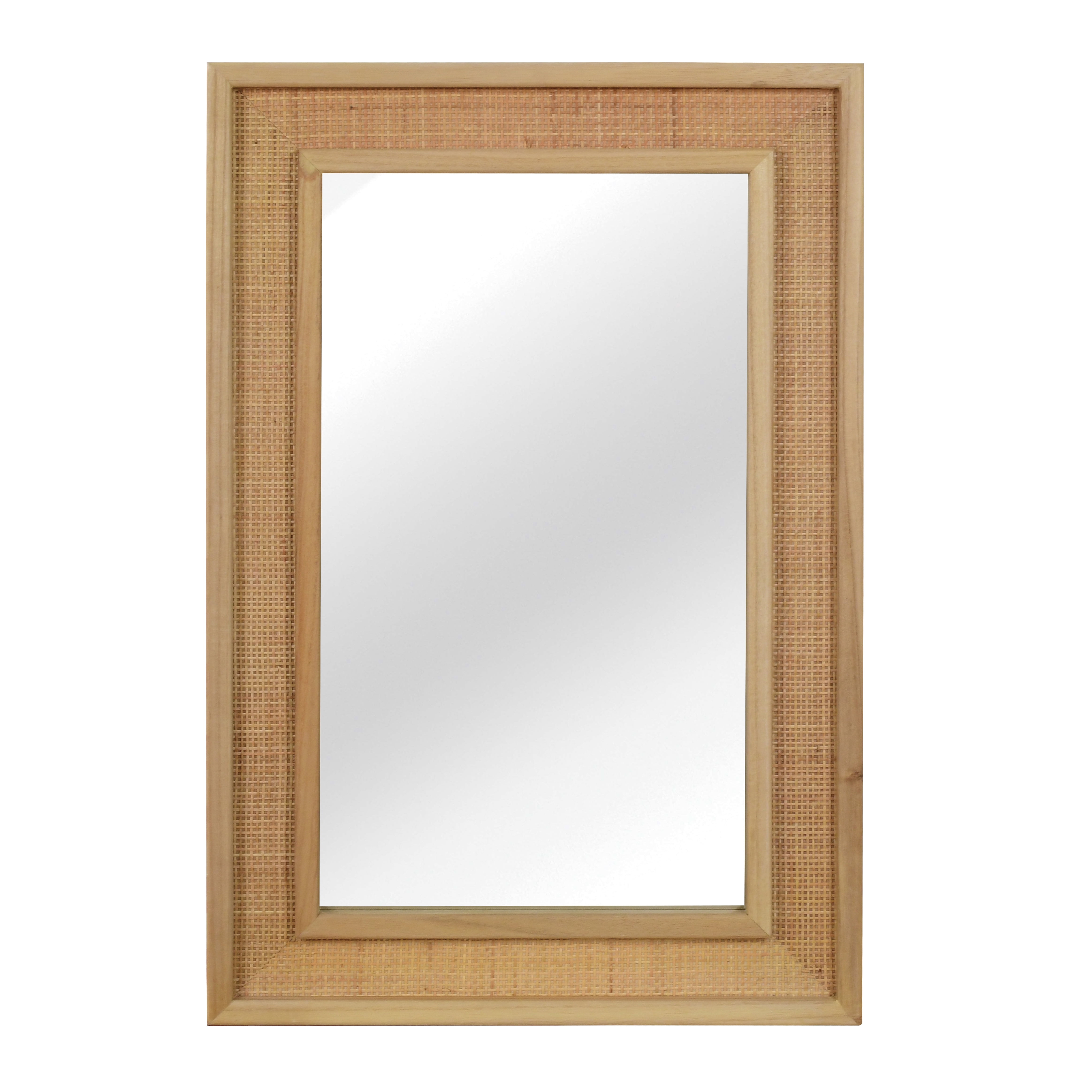 Leumius 36"x 24"Rectangular Bathroom Mirror Wall Mirror Wooden Frame Decorative Mirror for Farmhouse,Bathroom,Home Decor,Natural